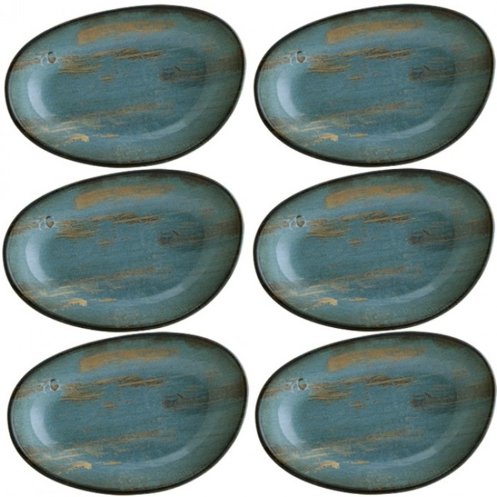 Bonna Madera 6 darabos porcelán tányér készlet, 15x8, 5cm