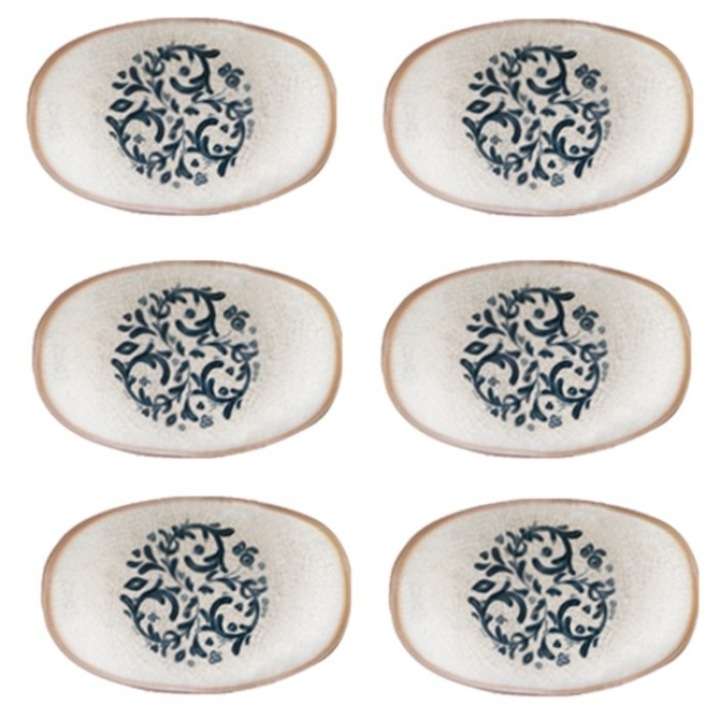 Bonna Viento 6 db ovális tányér készlet, 19x11cm, porcelán