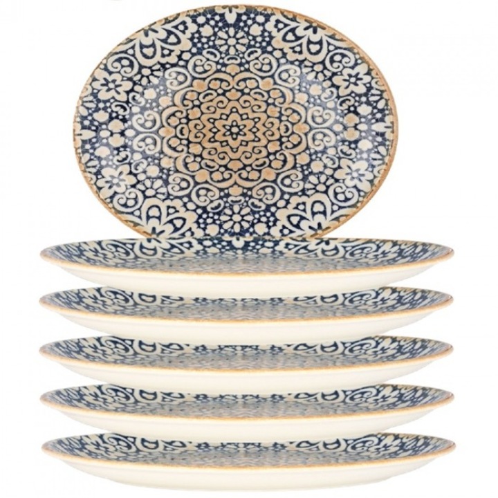 Bonna Alhambra 6 db ovális tányér készlet, 31x24cm, porcelán