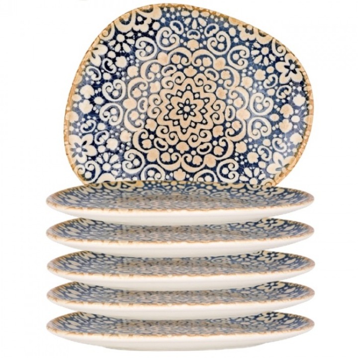 Bonna Alhambra 6 db-os aszimmetrikus porcelán tányér készlet, 19cm