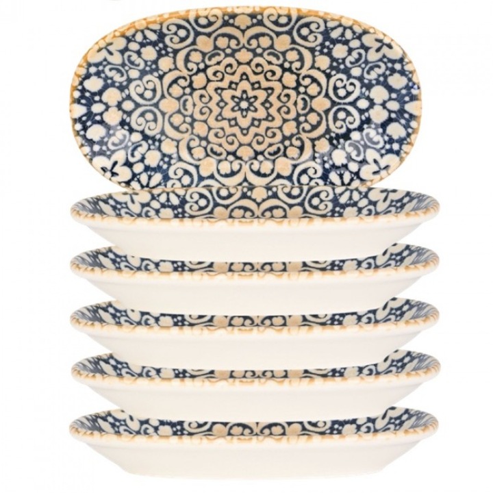 Bonna Alhambra 6 db ovális tányér készlet, 24x14cm, porcelán