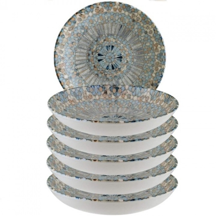 Bonna Luca Mosaic 6 darabos porcelán mélytányér készlet, 23cm 1000ml
