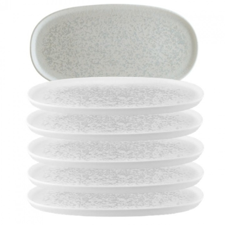 Bonna Lunar White 6 db ovális tányér készlet, 33x23cm, porcelán
