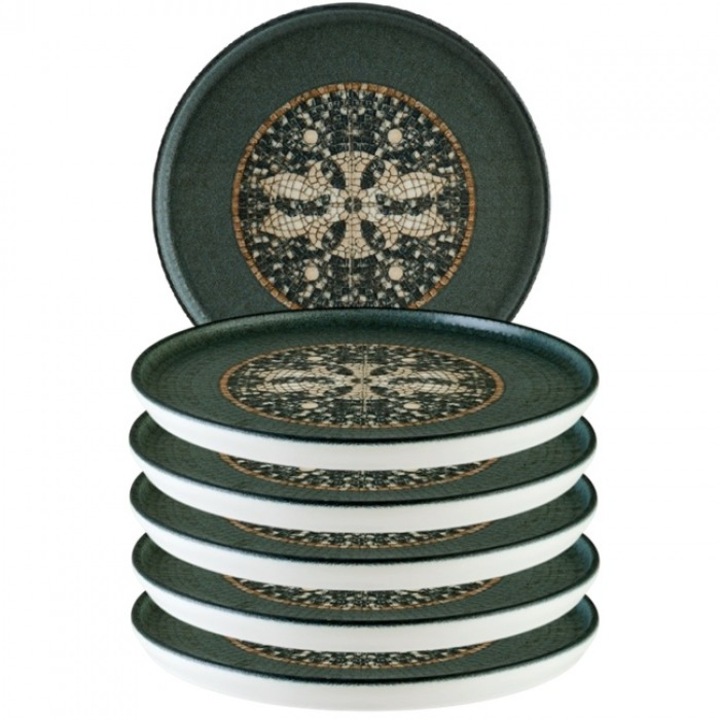 BONNA MESOPOTAMIA MOSAIC ANTHRACITE Tányérkészlet, 6 darab, 22 cm, porcelán