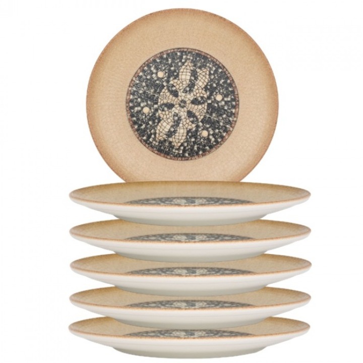 MESOPOTAMIA WOOD 6 darabos porcelán tányér készlet, 27cm