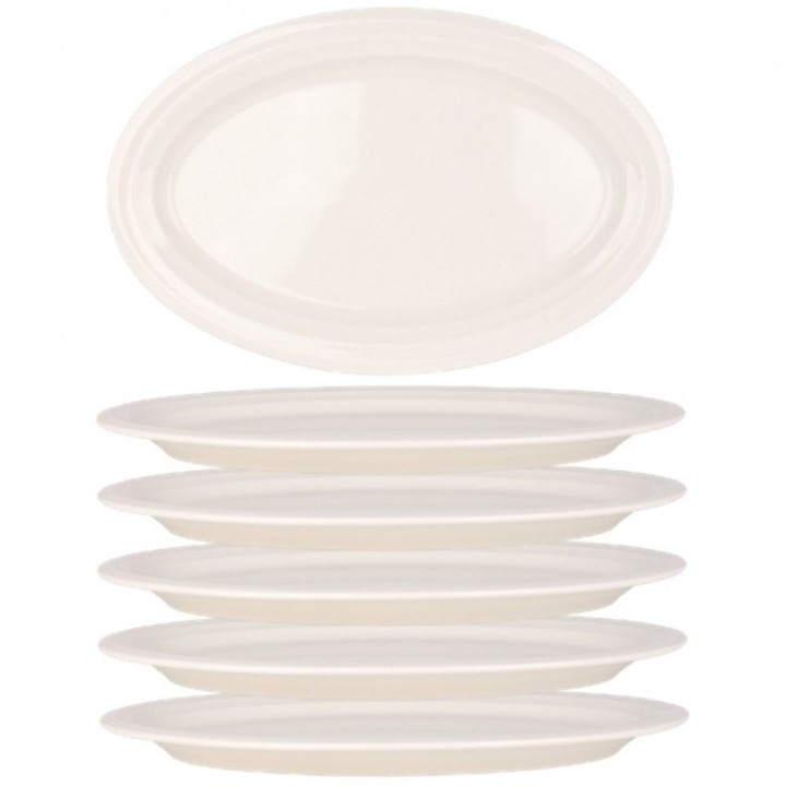 Bonna Halo 6 db ovális tányér készlet, 22cm, porcelán
