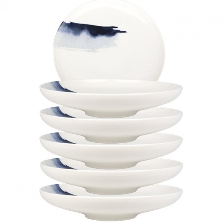 Bonna Bluie Wave 6 darabos porcelán mélytányér készlet, 28cm, 1600ml