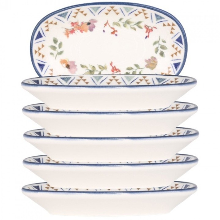 Bonna Spring 6 db ovális tányér készlet, 19x11cm, porcelán