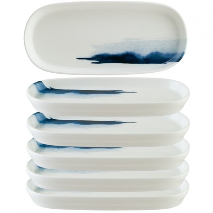 Bonna Bluie Wave 6 db ovális tányér készlet, 21cm, porcelán