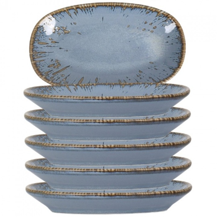 Bonna Snell Sky 6 db ovális tányér készlet, 24x14cm, porcelán