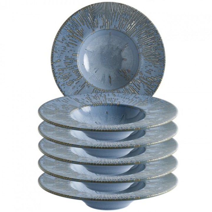 Bonna Snell Sky Mély porcelán tányér tésztához, porcelán, 6 darab 28cm, 400ml