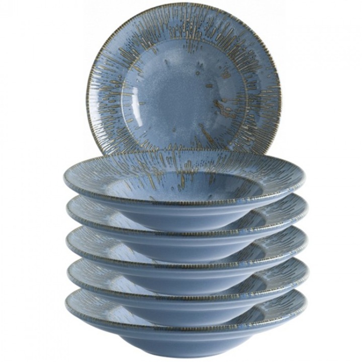 Bonna Snell Sky 6 darabos porcelán mélytányér készlet, 24cm, 400ml
