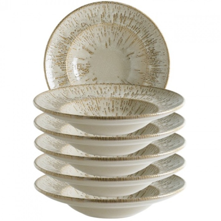 Bonna Snell Sand 6 db-os gourmet porcelán tányérkészlet, 27cm 450ml, mély