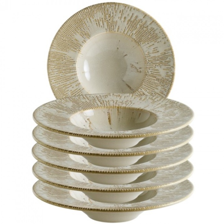 Bonna Snell Sand Mély porcelán tányér tésztához, porcelán, 6 darab 28cm, 400ml