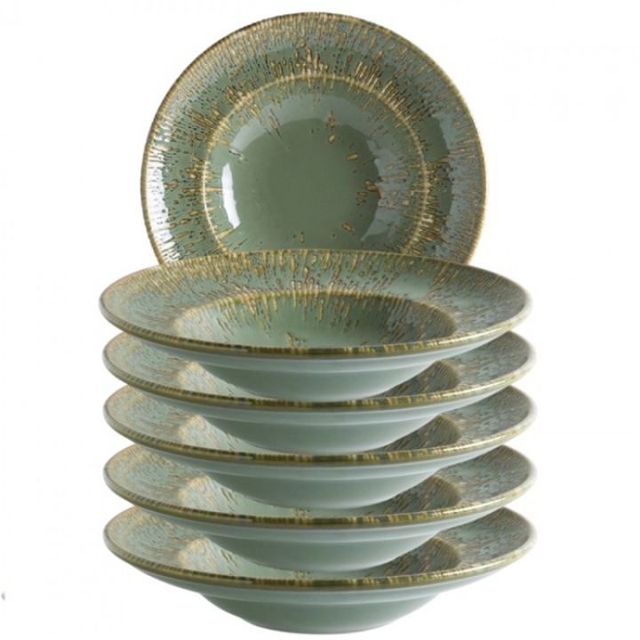 Bonna Snell Sage 6 db-os gourmet porcelán tányérkészlet, 27cm, 400ml, mély