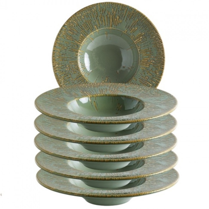 Bonna Snell Sage Mély porcelán tányér tésztához, porcelán, 6 darab 28cm, 400ml