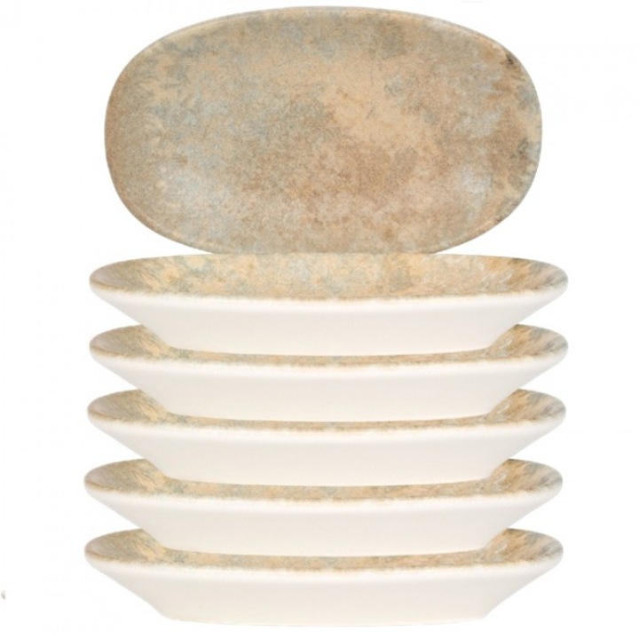 Bonna Luz 6 db ovális tányér készlet, 19x11cm, porcelán