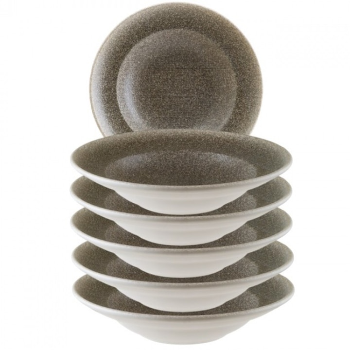 BONNA LUCA WOOD Mély porcelán tányér tésztához, porcelán, 6 darab 28cm, 400ml