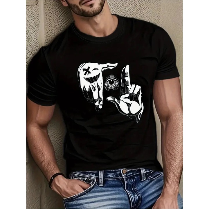 Tricou barbati EYE CONTROL Ink, Classic Regular Fit, Bumbac 100%, Vegan Approved NEGRU, M