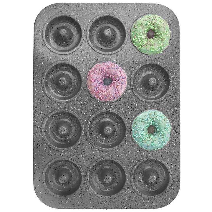 Tava de copt, Artemis, forma granit pentru 12 gogosi, 40x28,5x3cm, gri