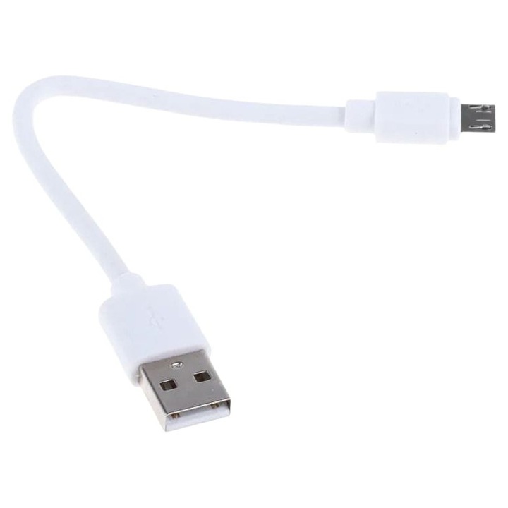 Cablu Micro USB, culoare Alb, 2.4A, lungime 15 cm