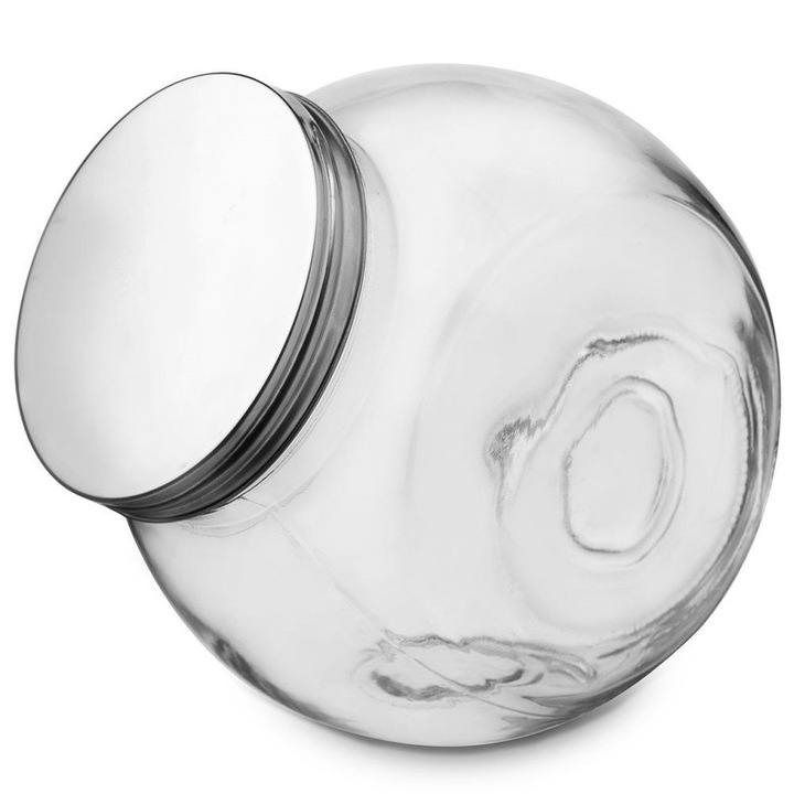 Recipient Pentru Alimente, Orion, 3 l, 19x13x19.5 cm, Sticla, Capac Din Otel Inoxidabil, Cu Filet, Utilizare Universala, Transparent