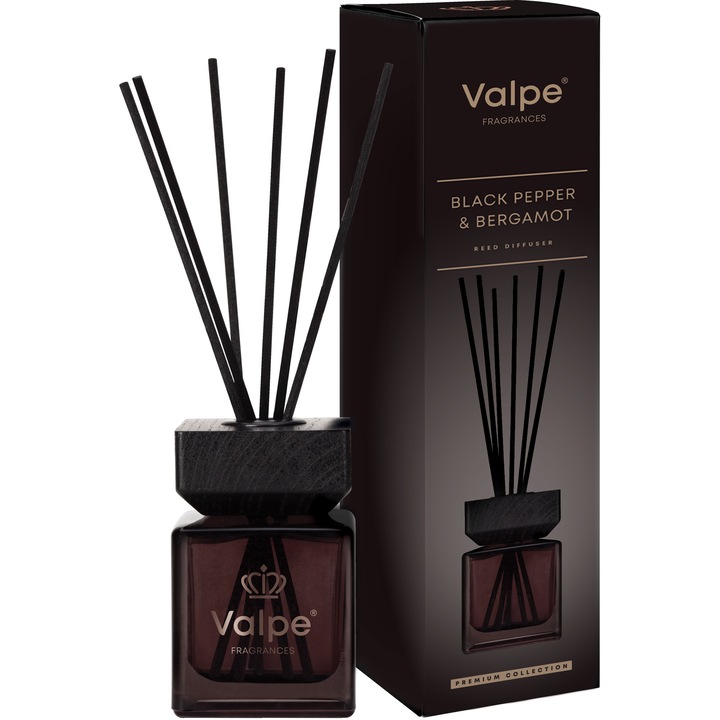 Ароматизатор BISPOL Valpe 80ml, аромат Черен пипер - Бергамот, елегантен дизайн, трайност 8 седмици