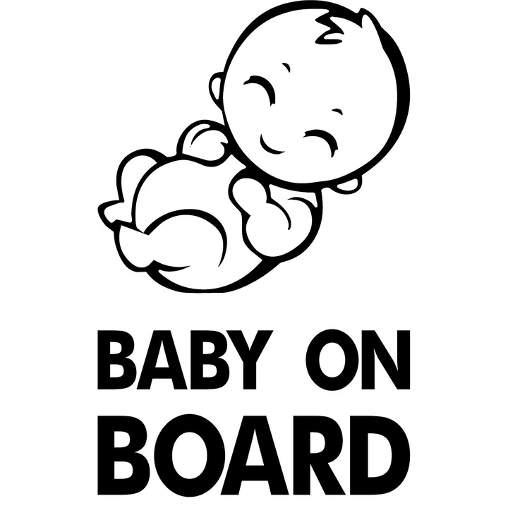 Sticker, Baby on Board, Negru, 20cm