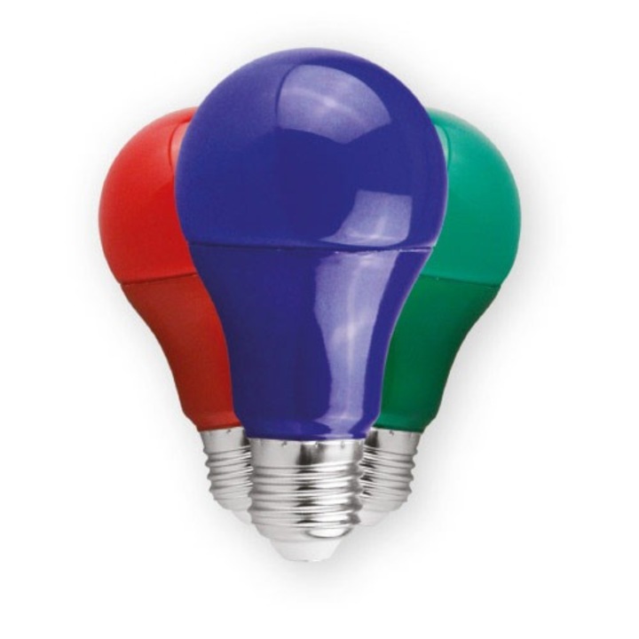 Лампа с LED 7W A60 E27, Червено Тяло, 220-240V, Klaus KE48902