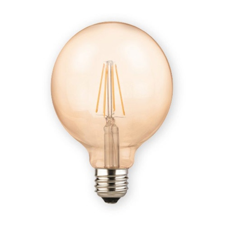 Bec LED Filament 8W 880Lm G125 E27 2700K Amber, Klaus KE48703 (20)