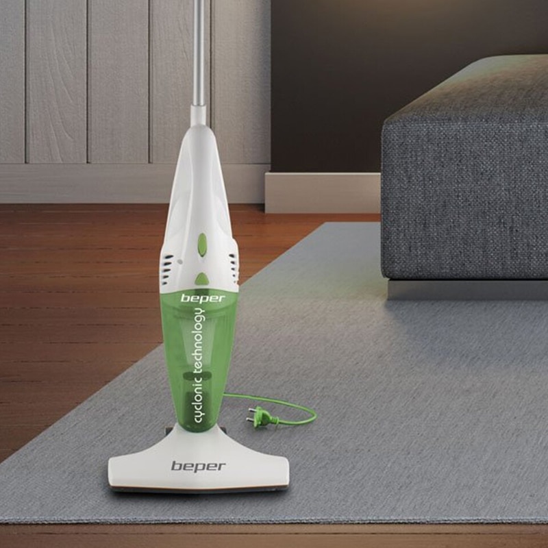 Aspirator vertical 2in1 BEPER BP50451, 1500 W, Recipient detasabil, Sistem de filtrare in trei etape Alb/Verde