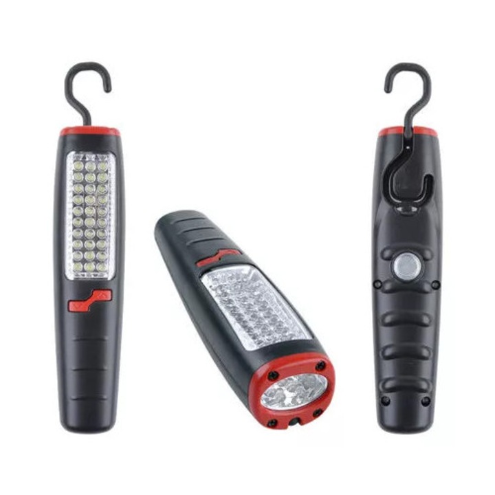 Фенер ателие 30 + 7 LED, акумулатор, зареждане AC/DC, 30x7 LED, ръчна употреба