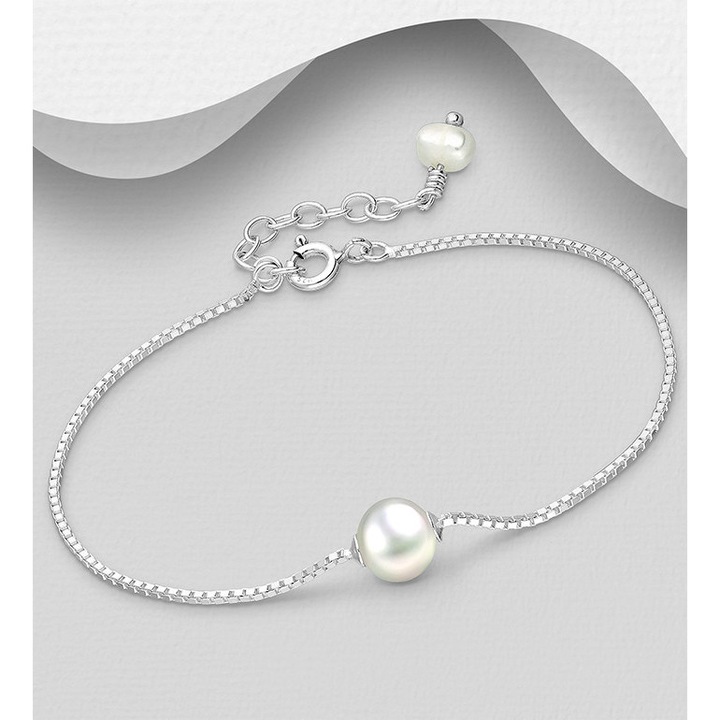 Bratara argint ajustabila cu perla de cultura