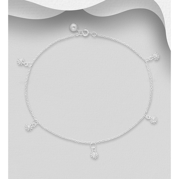 Bratara argint glezna cu flori