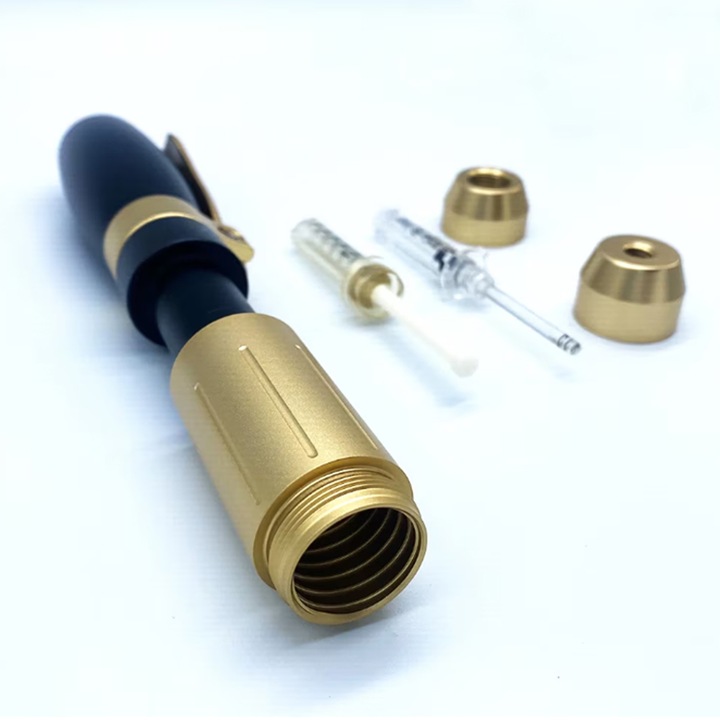 Stilou hialuronic, Rqiurpn, Presiune excelenta de Penetrare a tesutului Fara Durere Rezultate Imediate si de Lunga Durata, Hyaluron Pen, Compatibil cu Ampule 0,3 si 0,5 ml, Negru/Auriu