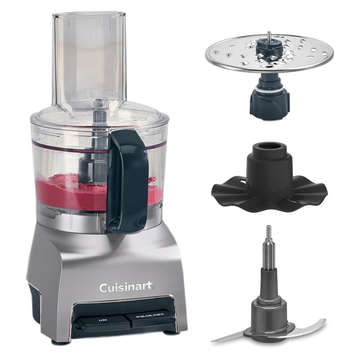 Robot de bucatarie Cuisinart FlexPrep® 1.1L, All-in-one: tocare, razuire, piure, batut, Lama din otel inoxidabil, disc reversibil si accesoriu baterie, Sistem BladeLockTM, Functionare cu un singur buton si functie de puls