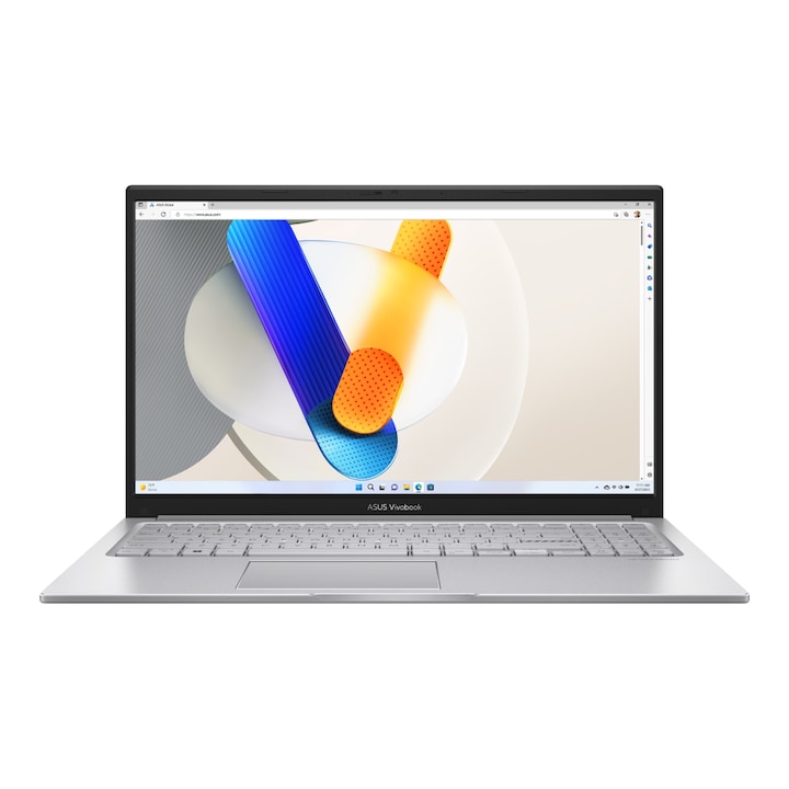Laptop Asus Vivobook X1504VA-BQ2910, X1504VA-BQ2910, 15.6", Intel Core 5 120U (10-core), Intel Iris Xe Graphics, 16GB 3200MHz (1x 8GB onboard) DDR4, Argintiu