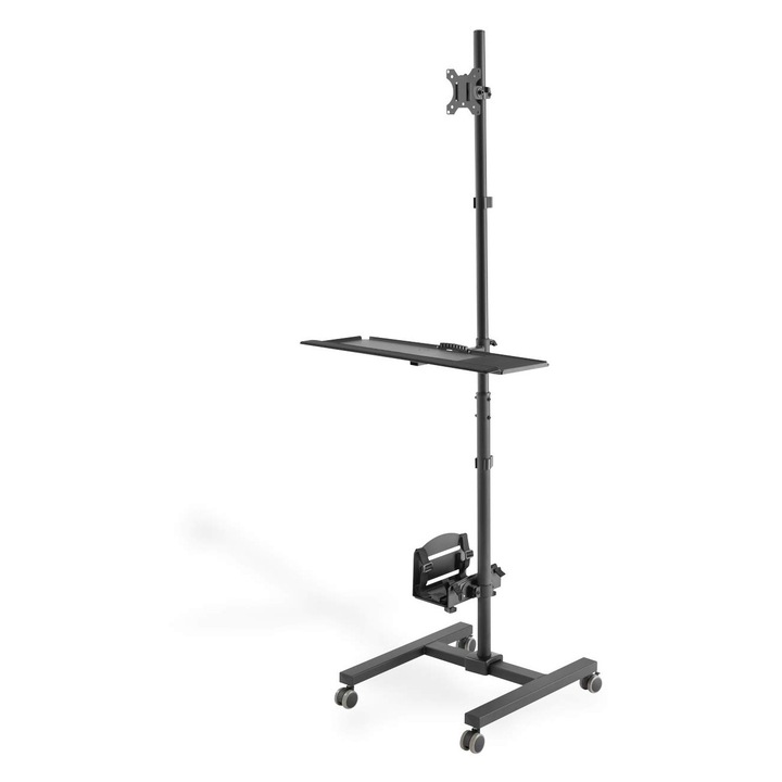 Monitortartó, Digitus, rugalmas magasságállítás, 1 monitor, fekete