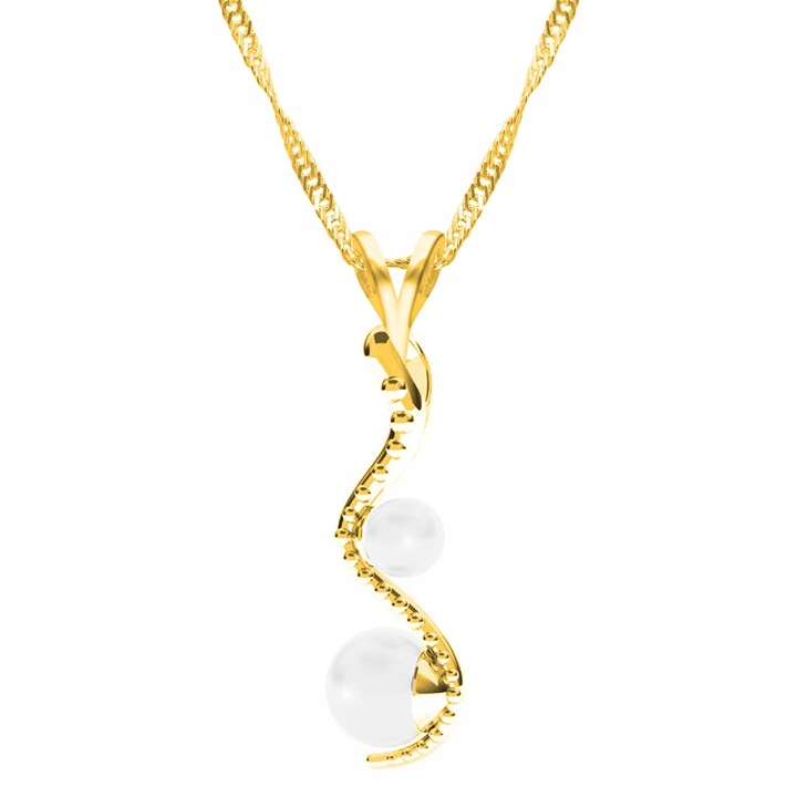 Colier, Larezo, ARGINT 925, auriu, Sarpe, Perle, Auriu, 42 CM