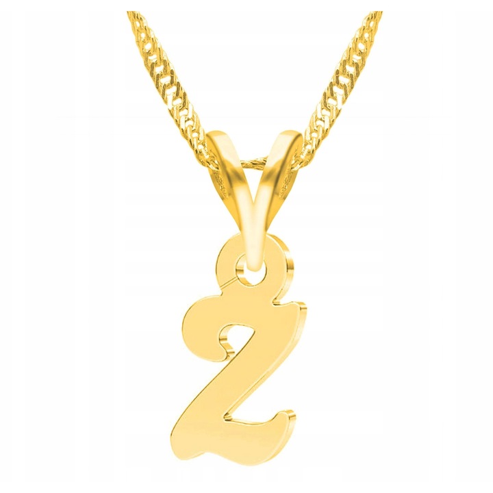 Colier Z, Larezo, argint 925, placat cu aur 585, 52cm + 3cm, design litera