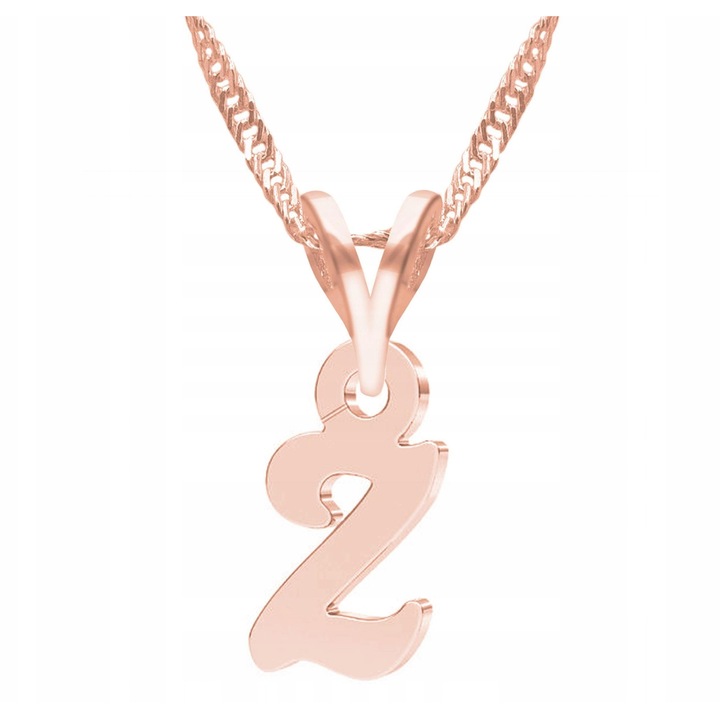 Colier Larezo cu Litera Z, Argint 925, Roz Aurit, 52cm + 3cm, Antialergic