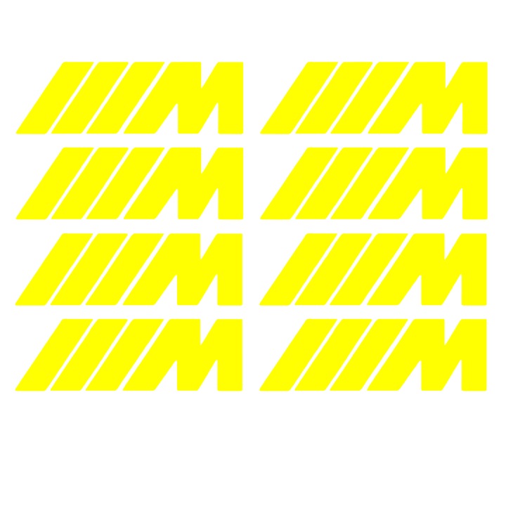 Set 8 stickere auto tuning pentru jante de aluminiu, tip M Sport, galben