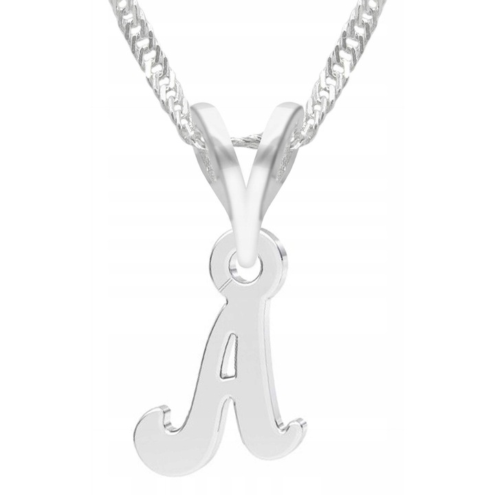 Colier argintiu Larezo, litera A, 52cm, design Singapore, antialergic