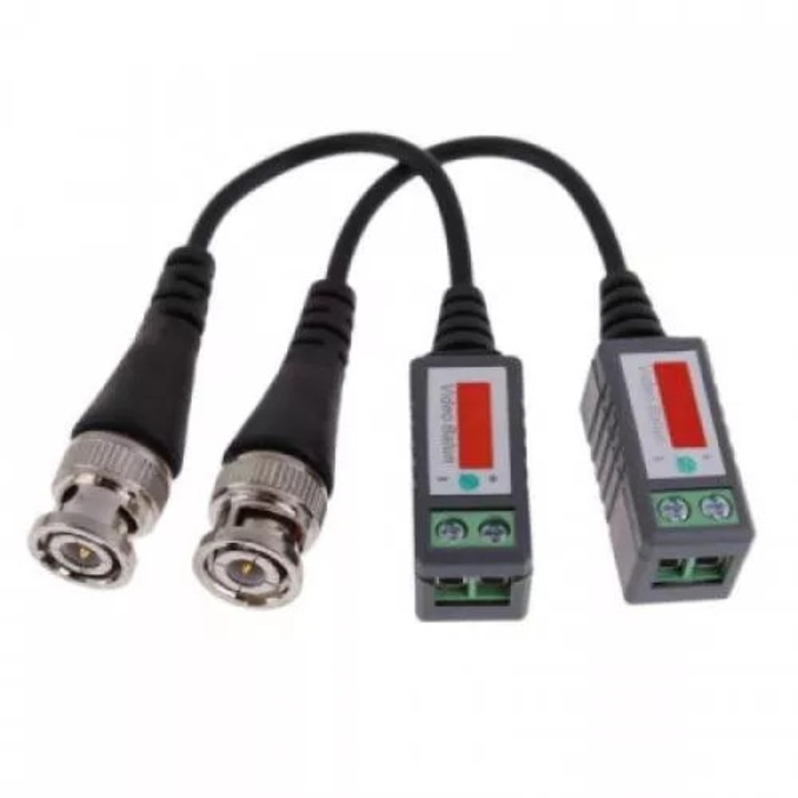 Set 2 Video balun pentru transmisie semnal video prin cablu UTP, FTP, 2 buc