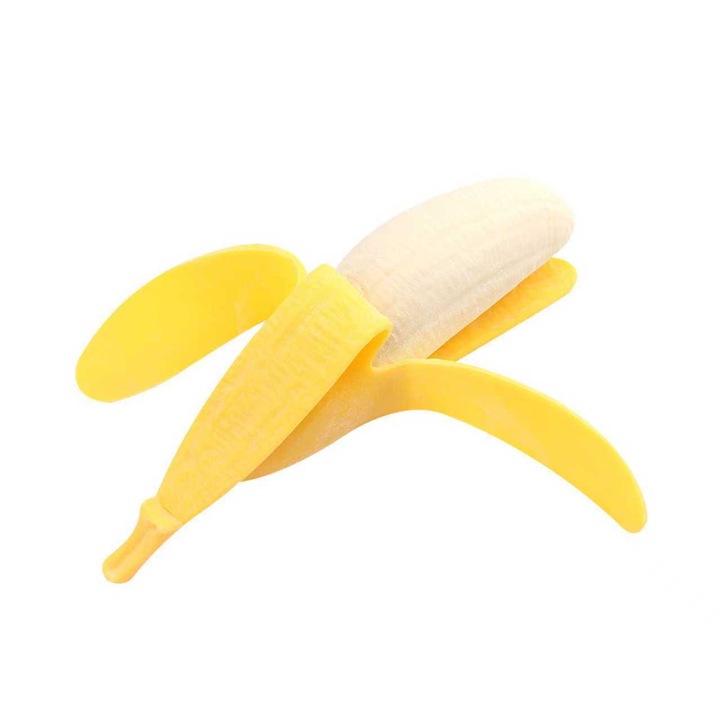 Антистрес топка, мека гумена играчка, във формата на банан, разтеглива и еластична, 12 × 3 см