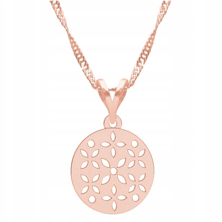 Colier Larezo, argint 925, roz cu aur roz, 52cm + 3cm, design elegant