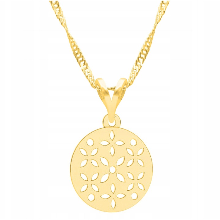 Colier Larezo, argint 925, placat cu aur 585, 47cm + 3cm, design floare, antialergic