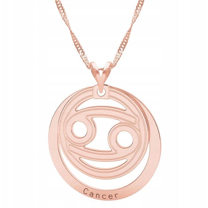 Colier dama, Larezo, Argint, Semn zodiacal Rac, Placat cu aur