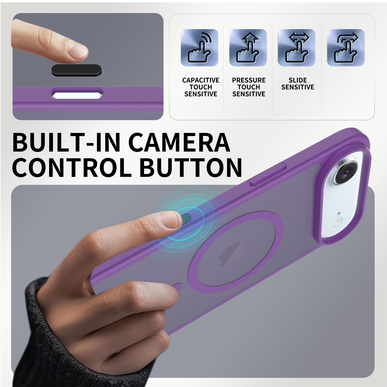 Husa de protectie pentru iPhone 17 Air, Omelivon, MagSafe, Incarcare Wireless, Antisoc, Margini Ridicate pentru Protectia Ecranului si a Camerelor, Violet inchis
