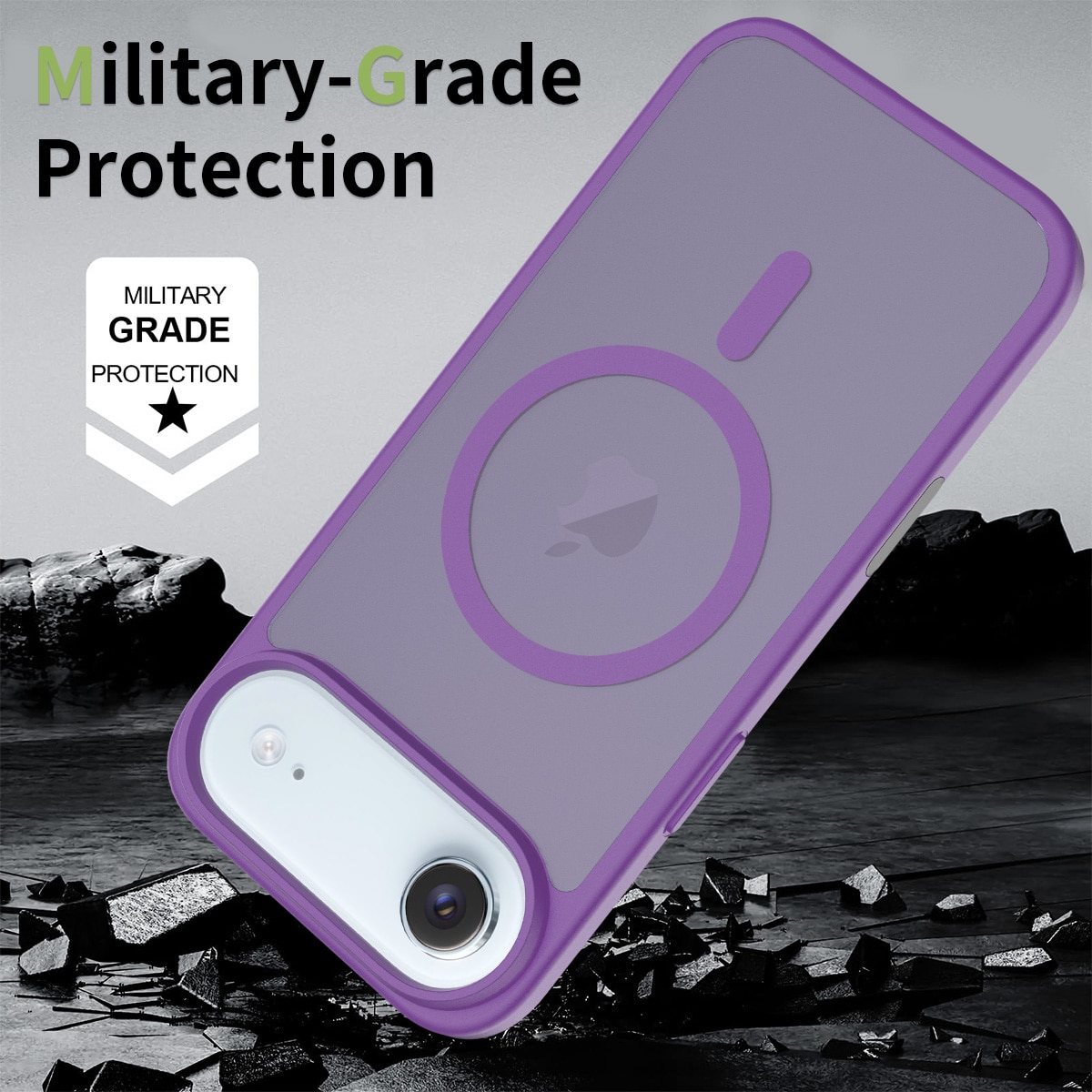 Husa de protectie pentru iPhone 17 Air, Omelivon, MagSafe, Incarcare Wireless, Antisoc, Margini Ridicate pentru Protectia Ecranului si a Camerelor, Violet inchis